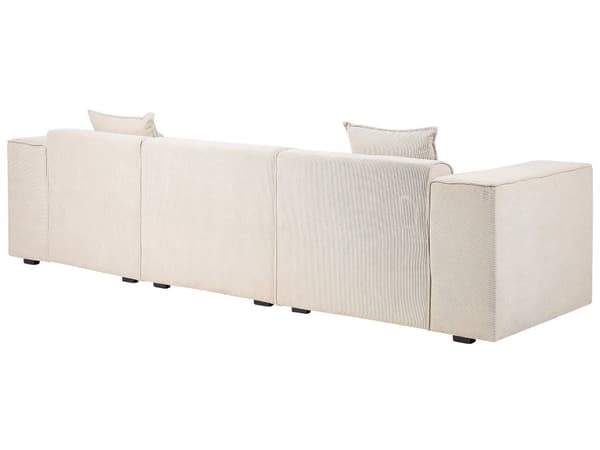 Hörnsoffa Beige 3 Sittplatser Manchester Klädsel Extra Kuddar Modernt Vardagsrum