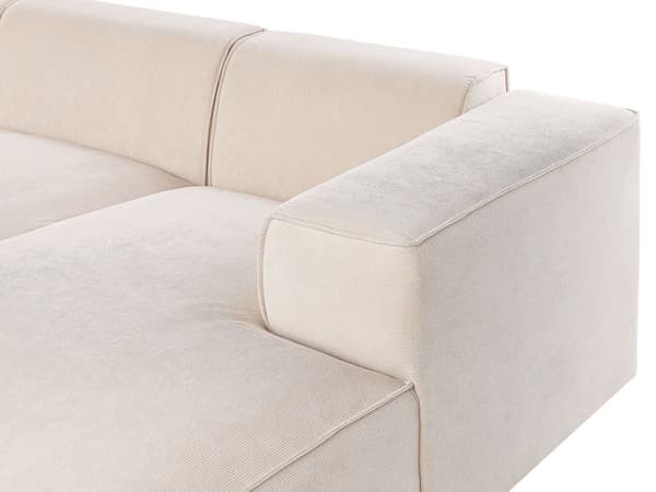 Hörnsoffa Beige 3 Sittplatser Manchester Klädsel Extra Kuddar Modernt Vardagsrum