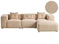 Miniatyrbillede 1 af 11: Hjørnesofa beige fløjl 3-personers venstre hånd ekstra spredte hynder moderne stue