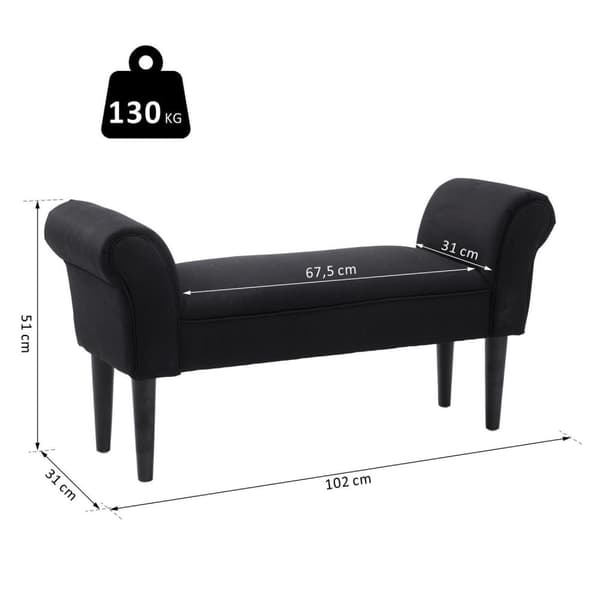 Rootz BedBench - Sort - Konstrueret træ, skum - 40,15 cm x 12,2 cm x 20,07 cm