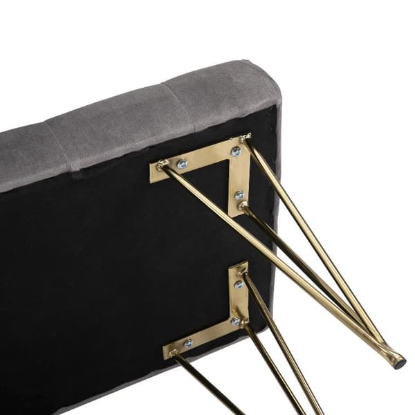 Rootz Soffa - Matsoffa - Stoppad soffa - Sammet - Metall - Grå - Guld - 116 x 44,5 x 49 cm
