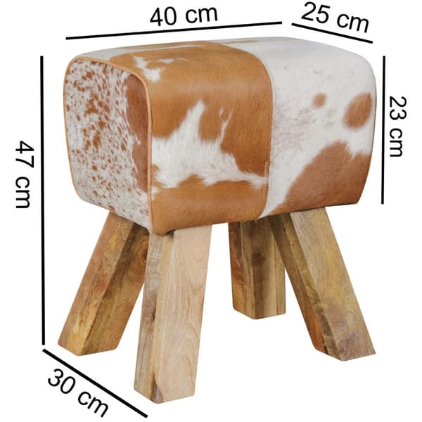 Rootz Taburet - Taburet - Puf - Fodskammel - Gedeskind - Mango Træ - Brun/Hvid - Springbok