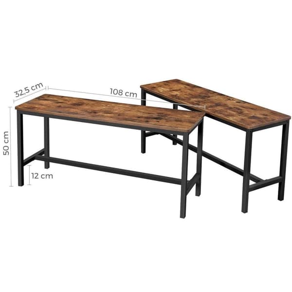 Rootz Industrial Set med 2 bordsbänkar - Matsalsbänk - 108 x 32,5 x 50 cm - Bänkar