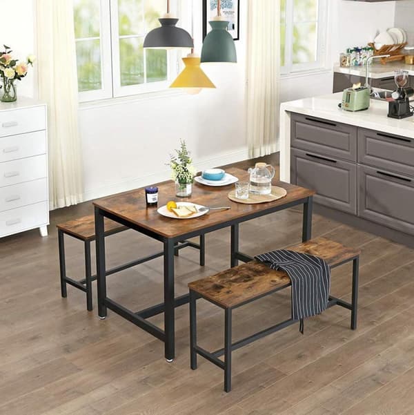 Rootz Industrial Set med 2 bordsbänkar - Matsalsbänk - 108 x 32,5 x 50 cm - Bänkar