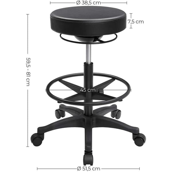 Rootz Swivel on Wheels - Taburet - Fodstøtte - Stol - Diameter 38,5 cm - Sort