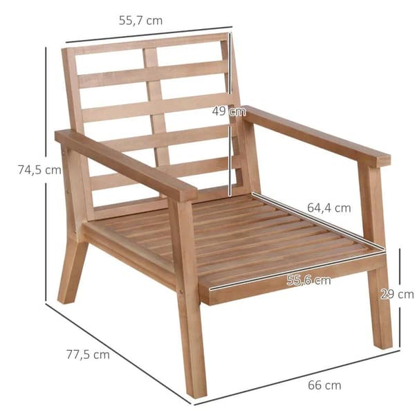Rootz Fåtöljer - 2 Trädgårdsstolar - Trädgårdssoffa - Med sittdynor - Trä/Polyester/Skum - Brun/Beige - 66 x 77,5 x 74,5 cm