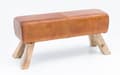 Miniatyrbild 3 av 7: Rootz Design sittbänk äkta läder Brun 90 x 30 x 43 cm Snurrstolsbänk läderbänk Pall Garderobsbänk Pall