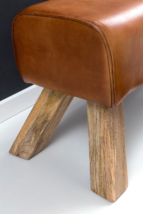 Rootz Design sittbänk äkta läder Brun 90 x 30 x 43 cm Snurrstolsbänk läderbänk Pall Garderobsbänk Pall