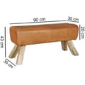 Miniatyrbild 6 av 7: Rootz Design sittbänk äkta läder Brun 90 x 30 x 43 cm Snurrstolsbänk läderbänk Pall Garderobsbänk Pall
