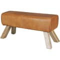 Miniatyrbild 1 av 7: Rootz Design sittbänk äkta läder Brun 90 x 30 x 43 cm Snurrstolsbänk läderbänk Pall Garderobsbänk Pall