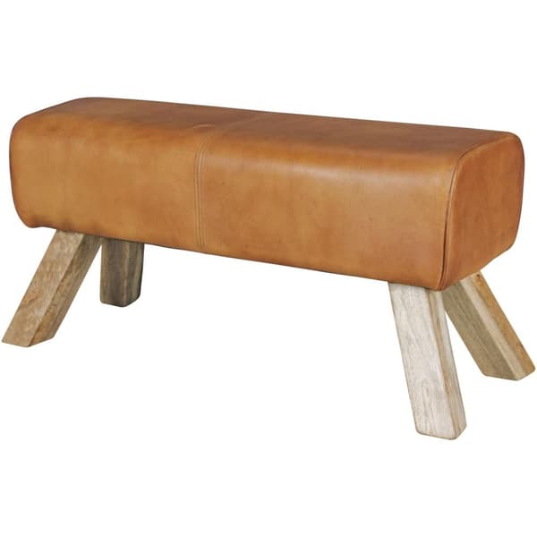 Rootz Design sittbänk äkta läder Brun 90 x 30 x 43 cm Snurrstolsbänk läderbänk Pall Garderobsbänk Pall