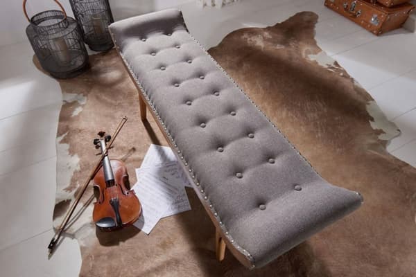 Rootz penkkikangas - massiivipuinen penkki harmaa 125x51x38 cm Chesterfield design - Eteisen verhoiltu penkki - Kangaspenkki sänky penkki 2 henkilöä -