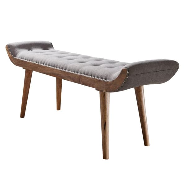 Rootz penkkikangas - massiivipuinen penkki harmaa 125x51x38 cm Chesterfield design - Eteisen verhoiltu penkki - Kangaspenkki sänky penkki 2 henkilöä -