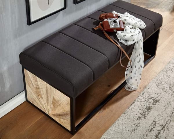 Rootz design penkki musta 105 x 40 x 40 cm - Pehmustettu penkki metallirungolla - Makuuhuoneen sänky penkki - Eteisen penkki vaatehuoneen penkki