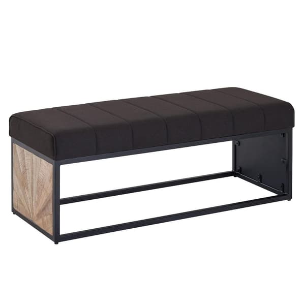 Rootz design penkki musta 105 x 40 x 40 cm - Pehmustettu penkki metallirungolla - Makuuhuoneen sänky penkki - Eteisen penkki vaatehuoneen penkki