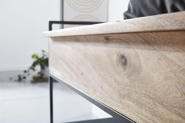 Rootz bænk med opbevaringsplads 90x52x38 cm massivt mangotræ - metal korridor bænk brun - Sko bænk med sæde Lille - Smal garderobe bænk med skohylde