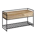 Miniatyrbillede 1 af 7: Rootz bænk med opbevaringsplads 90x52x38 cm massivt mangotræ - metal korridor bænk brun - Sko bænk med sæde Lille - Smal garderobe bænk med skohylde