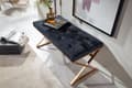 Miniatyrbild 4 av 7: Rootz bänk sammet svart 90x46x44 cm hall klädd bänk med metallram - Sängbänk Sovrum Chesterfield Design - Hallbänk, garderobsbänk, modern