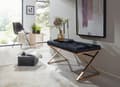 Miniatyrbild 6 av 7: Rootz bänk sammet svart 90x46x44 cm hall klädd bänk med metallram - Sängbänk Sovrum Chesterfield Design - Hallbänk, garderobsbänk, modern