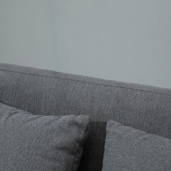 Rootz Dubbelsoffa - Klädsel med kuddar - Kompakt design - Tvåsits - Justerbar höjd på fotstöden - Sammetslen polyester - Gummiträ - Skum - Grå + Natur