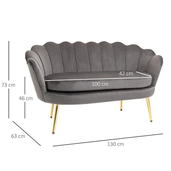 Rootz Sofa - 2 personers stofsofa - Sofasæde - Lounge Sofa - Grå - 133 x 63 x 75 cm