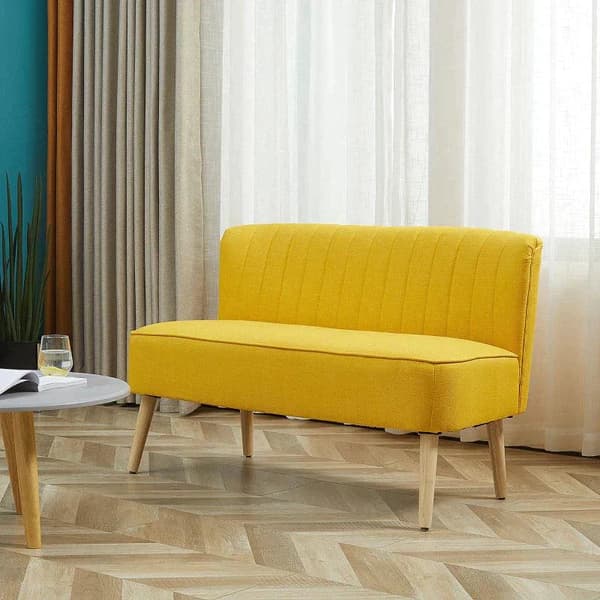Rootz Soffa - 2-sits tygsoffa - Soffa - Loungesoffa - Gul - 117 x 56,5 x 77 cm