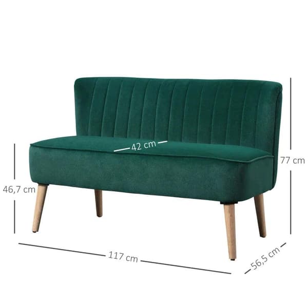 Rootz Soffa - 2-sits Tyg soffa - Soffa - Lounge Soffa - Mörkgrön - 117 X 56,5 X 77 Cm