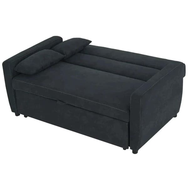 Rootz Bäddsoffa - Hopfällbar soffa - 2-sits Tyg soffa - Soffa med sovfunktion - Justerbar vinkel - Svart - 148 x 82 x 89 cm
