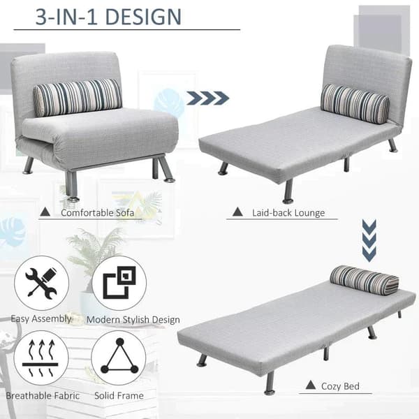 Rootz Justerbar soffa - Hopfällbar säng - Gästsäng - Bäddsoffa - Fällbar madrass - Grå - 75 X 70 X 75 Cm