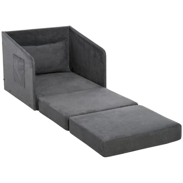 Rootz Bäddsoffa - Fåtöljsäng - Tvättbart överdrag - Enkelvåningsstol - Mjuk fåtölj - Mjuk - Grå - 70 x 76 x 77 cm