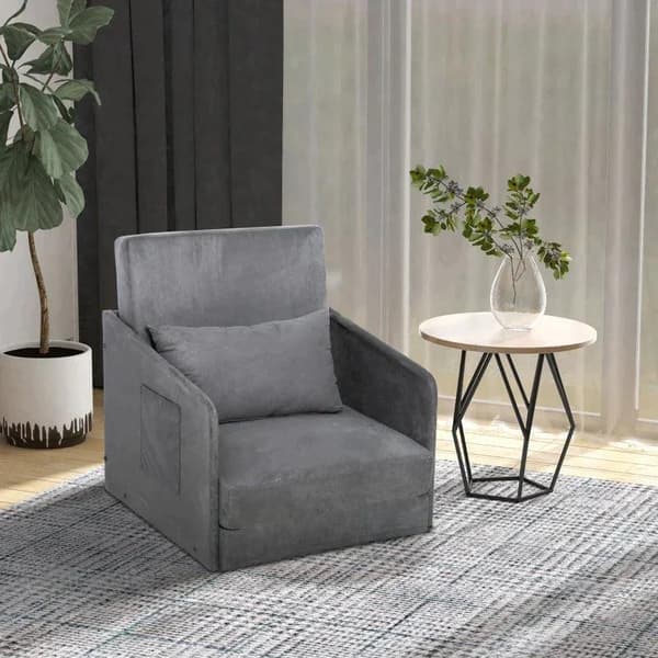 Rootz Bäddsoffa - Fåtöljsäng - Tvättbart överdrag - Enkelvåningsstol - Mjuk fåtölj - Mjuk - Grå - 70 x 76 x 77 cm