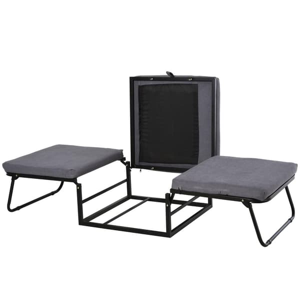 Rootz hopfällbar gästsäng 2-i-1 - Grå - Polyester, stål, skum - 75,59 cm x 26,77 cm x 14,56 cm