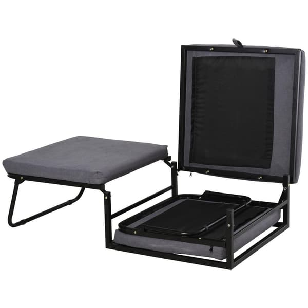 Rootz hopfällbar gästsäng 2-i-1 - Grå - Polyester, stål, skum - 75,59 cm x 26,77 cm x 14,56 cm