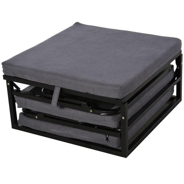 Rootz hopfällbar gästsäng 2-i-1 - Grå - Polyester, stål, skum - 75,59 cm x 26,77 cm x 14,56 cm
