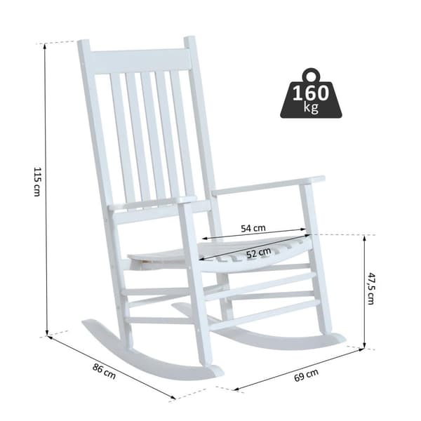 Rootz gyngestol - Hvid - Træ - 27,16 cm x 33,85 cm x 45,27 cm
