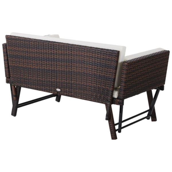 Rootz 2-istuttava puutarhasohva - ruskea, beige - teräs, polyrottinki, polyesteri - 50,78 cm x 25,98 cm x 26,37 cm