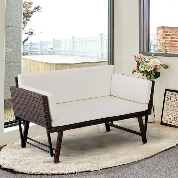 Rootz 2-istuttava puutarhasohva - ruskea, beige - teräs, polyrottinki, polyesteri - 50,78 cm x 25,98 cm x 26,37 cm