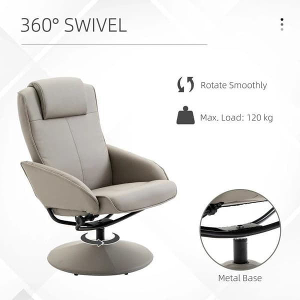 Rootz Relax fåtölj - Ergonomisk - Fotstöd - Konstläder - 78 x 71 x 101 cm - Grå