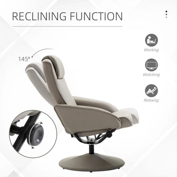 Rootz Relax fåtölj - Ergonomisk - Fotstöd - Konstläder - 78 x 71 x 101 cm - Grå