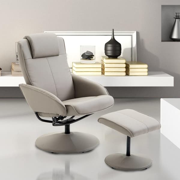 Rootz Relax fåtölj - Ergonomisk - Fotstöd - Konstläder - 78 x 71 x 101 cm - Grå