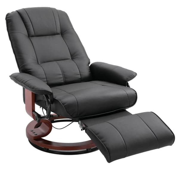 Rootz Relax tuoli - Lepotuoli - Keinonahka - Jalkatuki - Käännettävä - Kallistava - Puu - 78 x 87 x 100 cm - Musta - Ruskea