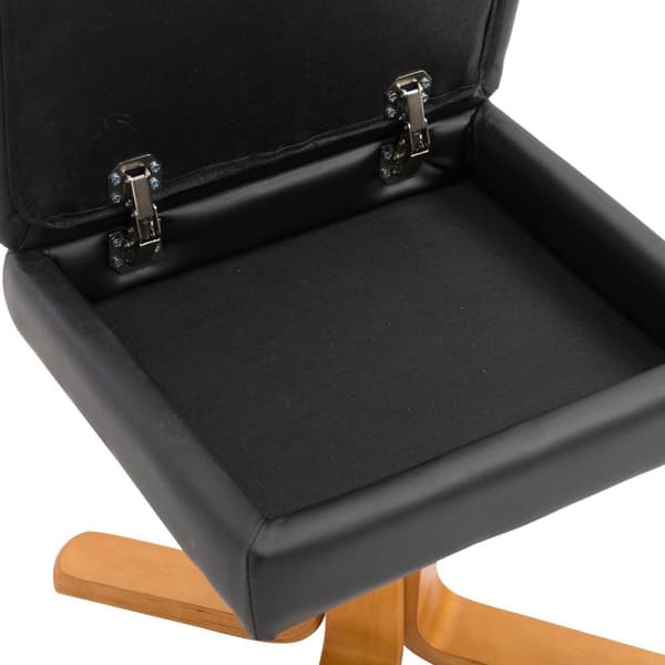Rootz Relax stol - Fotstöd - Fotpall - Konstläder - Massivt trä - Liggfunktion - 80 x 86 x 99 cm - Svart
