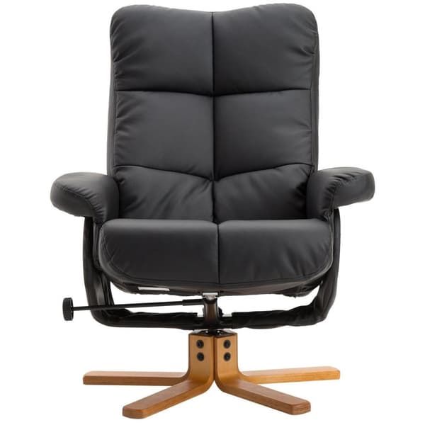 Rootz Relax stol - Fotstöd - Fotpall - Konstläder - Massivt trä - Liggfunktion - 80 x 86 x 99 cm - Svart
