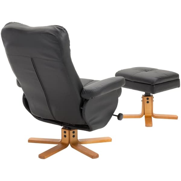 Rootz Relax stol - Fotstöd - Fotpall - Konstläder - Massivt trä - Liggfunktion - 80 x 86 x 99 cm - Svart