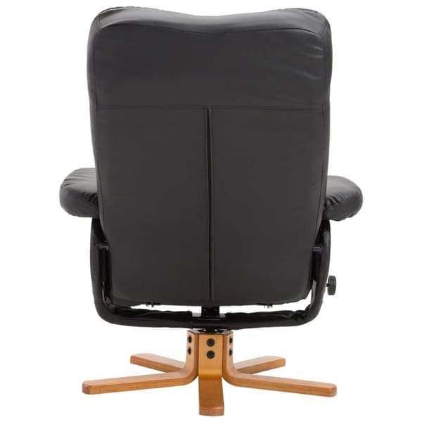 Rootz Relax stol - Fotstöd - Fotpall - Konstläder - Massivt trä - Liggfunktion - 80 x 86 x 99 cm - Svart