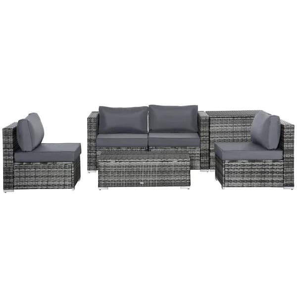 Rootz Puutarhahuonekalusetti - Sohvasetti - Sohvapöytä - Kulmasohva - Yhden hengen sohva - Istuintyynyt - Harmaa - 70L x 70W x 66K cm