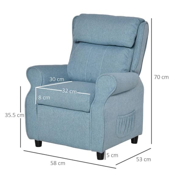 Rootz børnesofa - børne hvilesofa - børne sofa - børne lænestol - blå - 58 x 53 x 70 cm