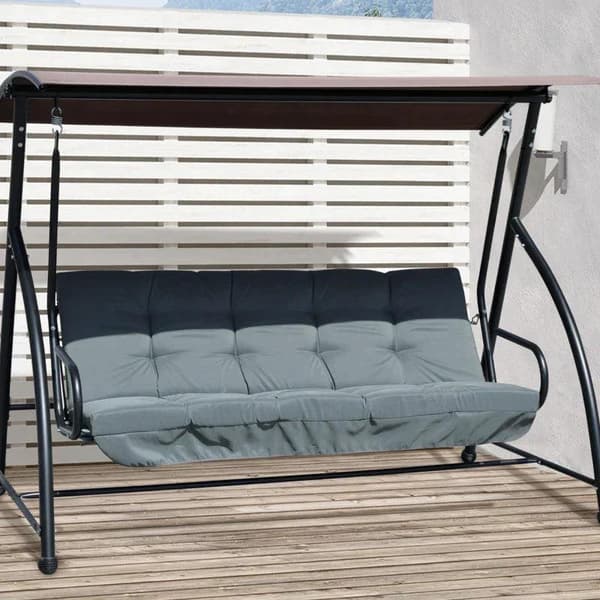 Rootz Sittdyna - Dynsats - Stolsdyna - Gungdyna - Kuddesits - Trädgårdsgungdyna - Ryggkudde Sidokudde - Mörkgrå - 170L x 100W x 8H cm