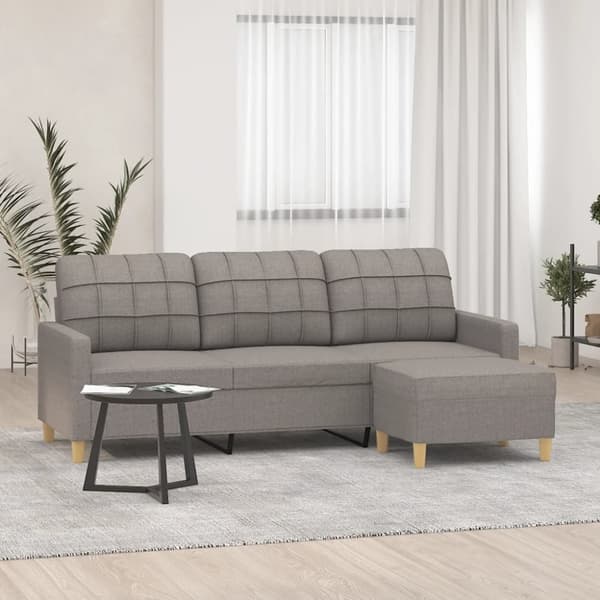 vidaXL 3-personers sofa med fodskammel 180 cm stof Gråbrun