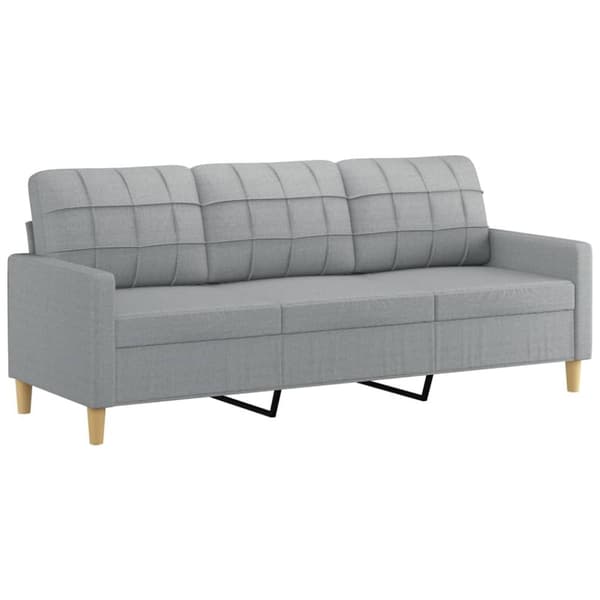 vidaXL 3-personers sofa med fodskammel 180 cm stof Lysegrå